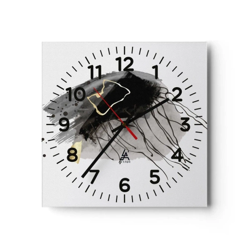 Horloge murale - Pendule murale - En noir et en or - 30x30 cm