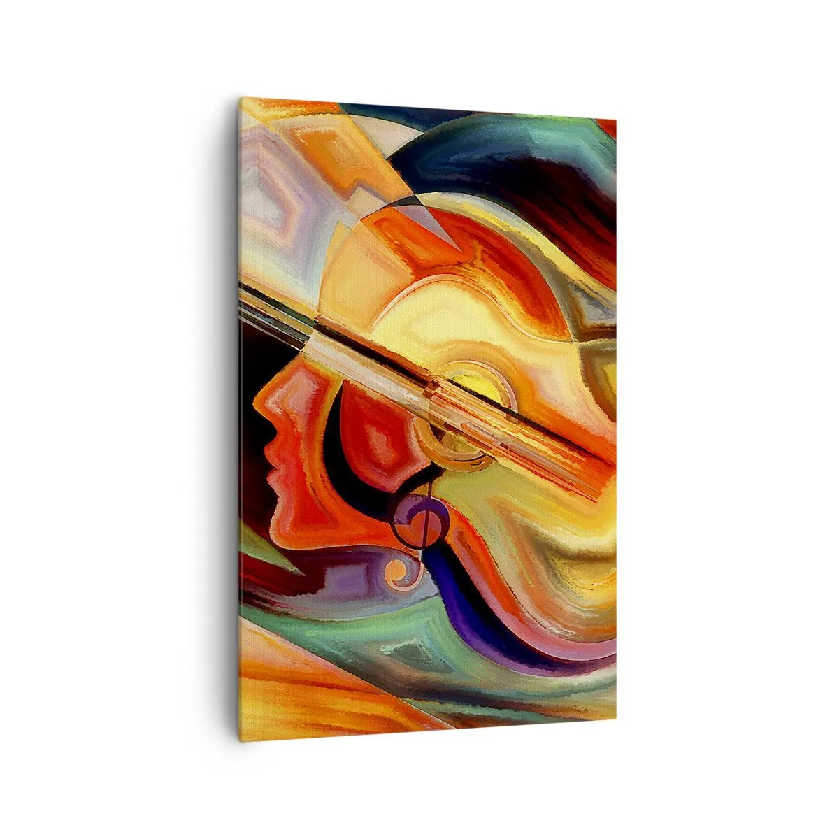 Impression sur toile - Image sur toile - Abstraction colorée inspirée de la musique et de la guitare - 80x120cm - Tout va bien - Décoration murale moderne pour le salon et la chambre ARTTOR