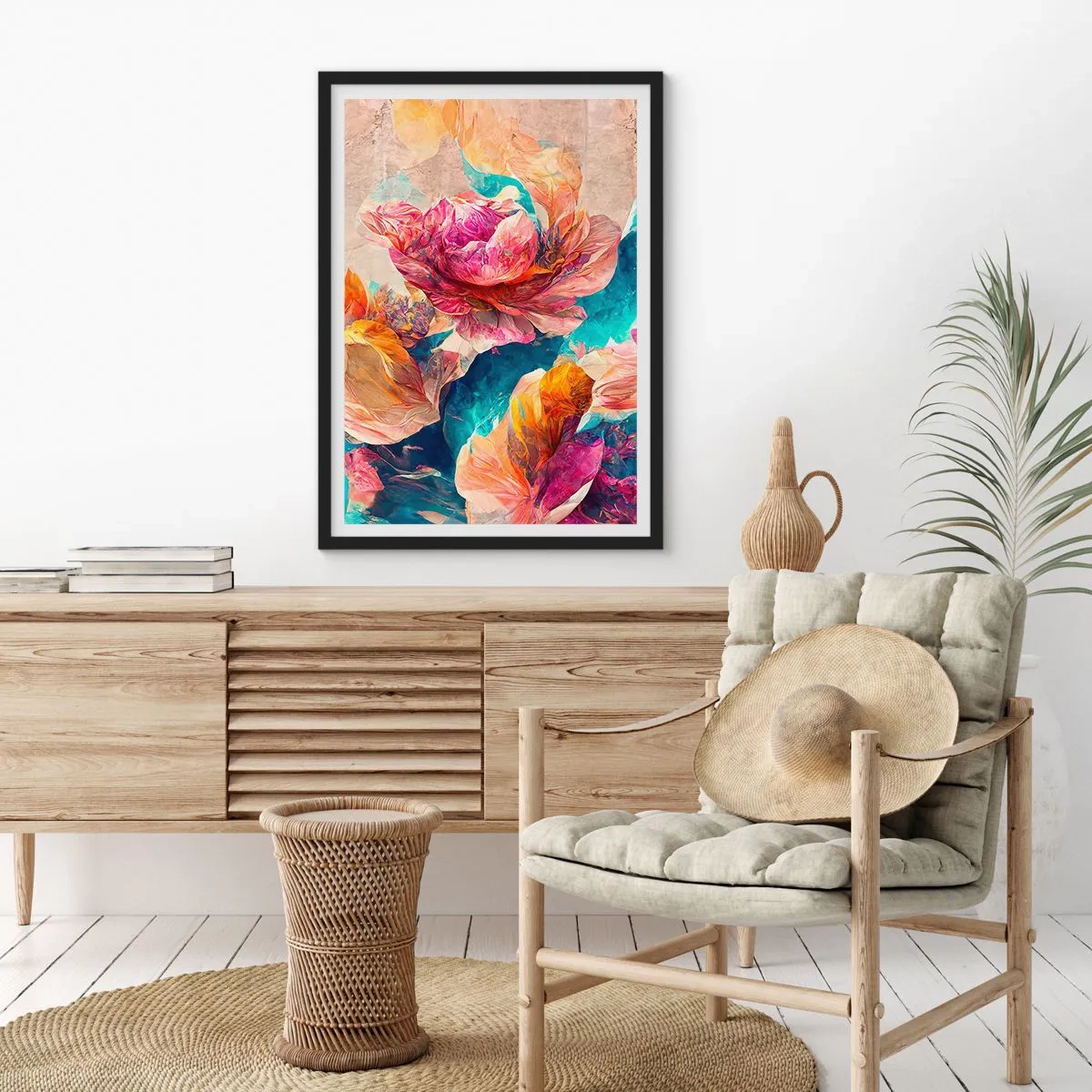 Affiche dans un cadre noir - Poster - Splendeur colorée du bouquet - 40x50 cm