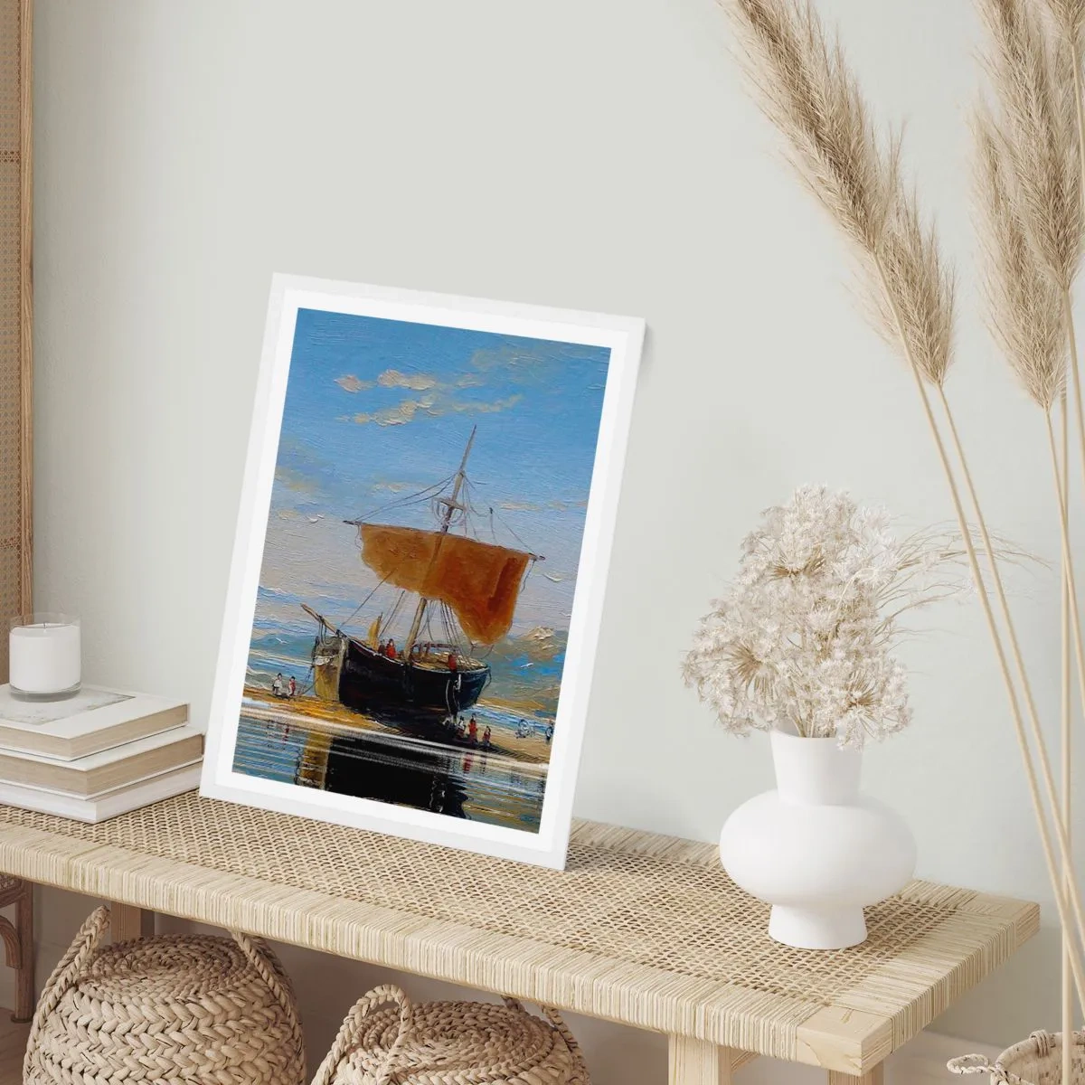 Affiche dans un cadre blanc - Poster - Eau, terre, air - 70x100 cm