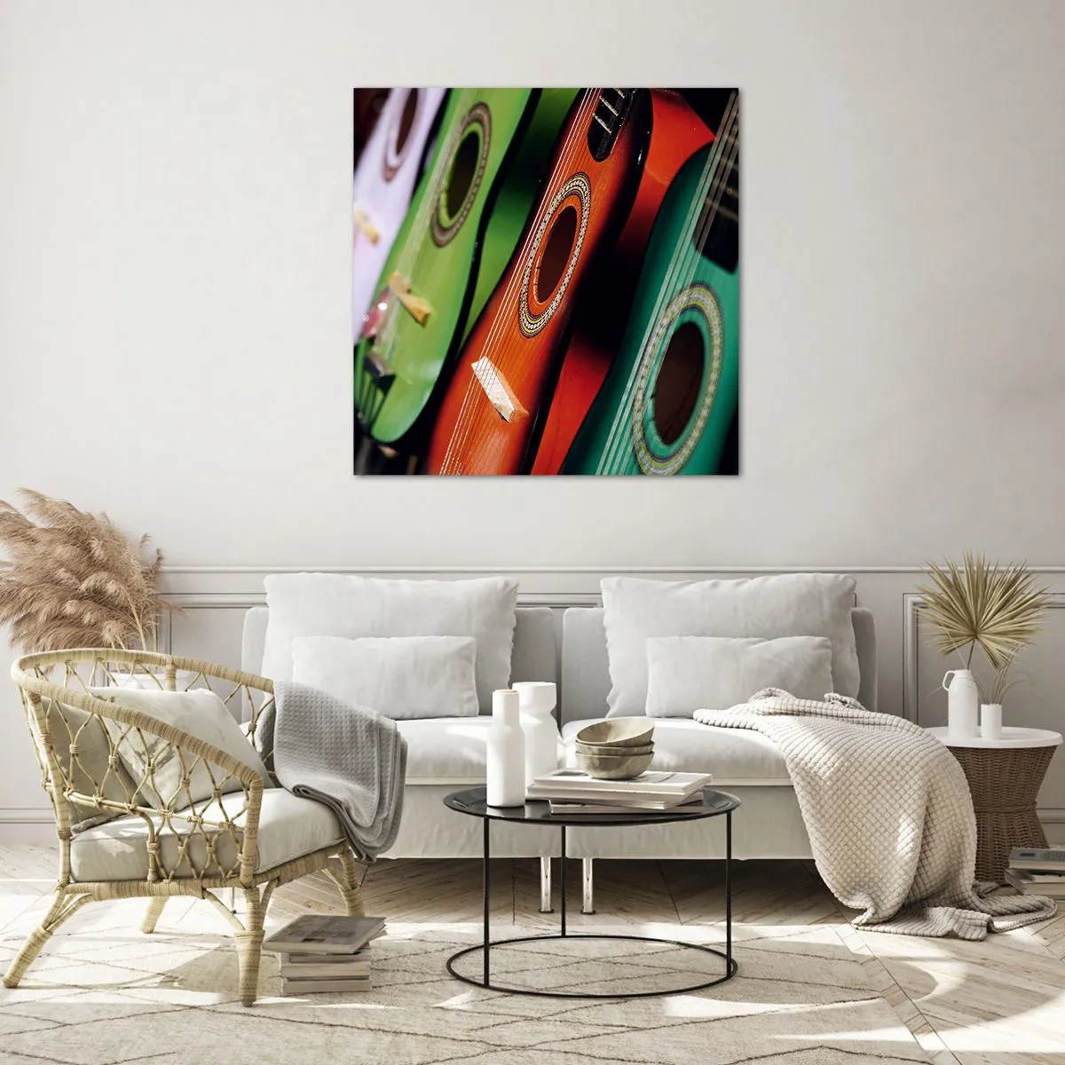 Impression sur verre - Image sur verre - La guitare a plusieurs couleurs - 30x30 cm