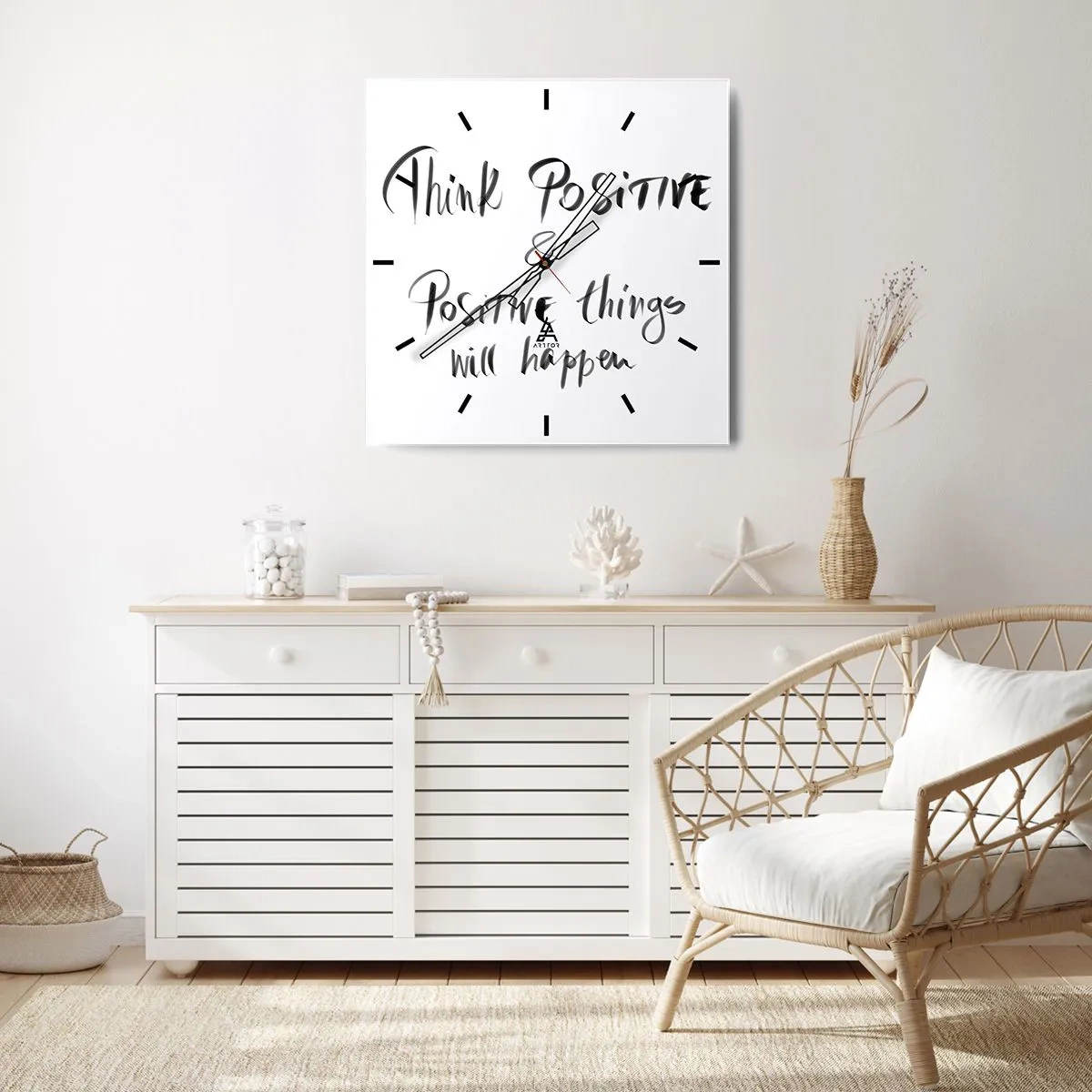 Horloge murale - Pendule murale - Lettrage inspirant en noir sur fond blanc - 30x30cm - Comment vivre? - Décoration murale moderne pour le salon et la chambre ARTTOR