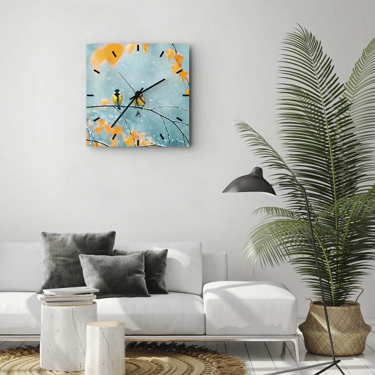 Horloge murale - Pendule murale - Potins d'oiseaux - 30x30 cm