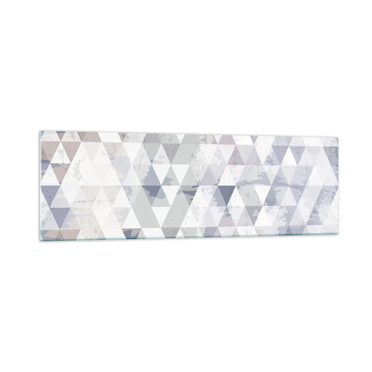 Impression sur verre - Image sur verre - Motif géométrique triangulaire dans des tons pastel - 160x50cm - En rythme de trois - Décoration murale moderne pour le salon et la chambre ARTTOR