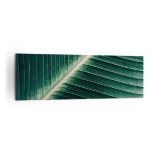 Impression sur toile - Image sur toile - Gros plan de la structure d'une feuille verte - 160x50cm - Le rythme de la nature - Décoration murale moderne pour le salon et la chambre ARTTOR