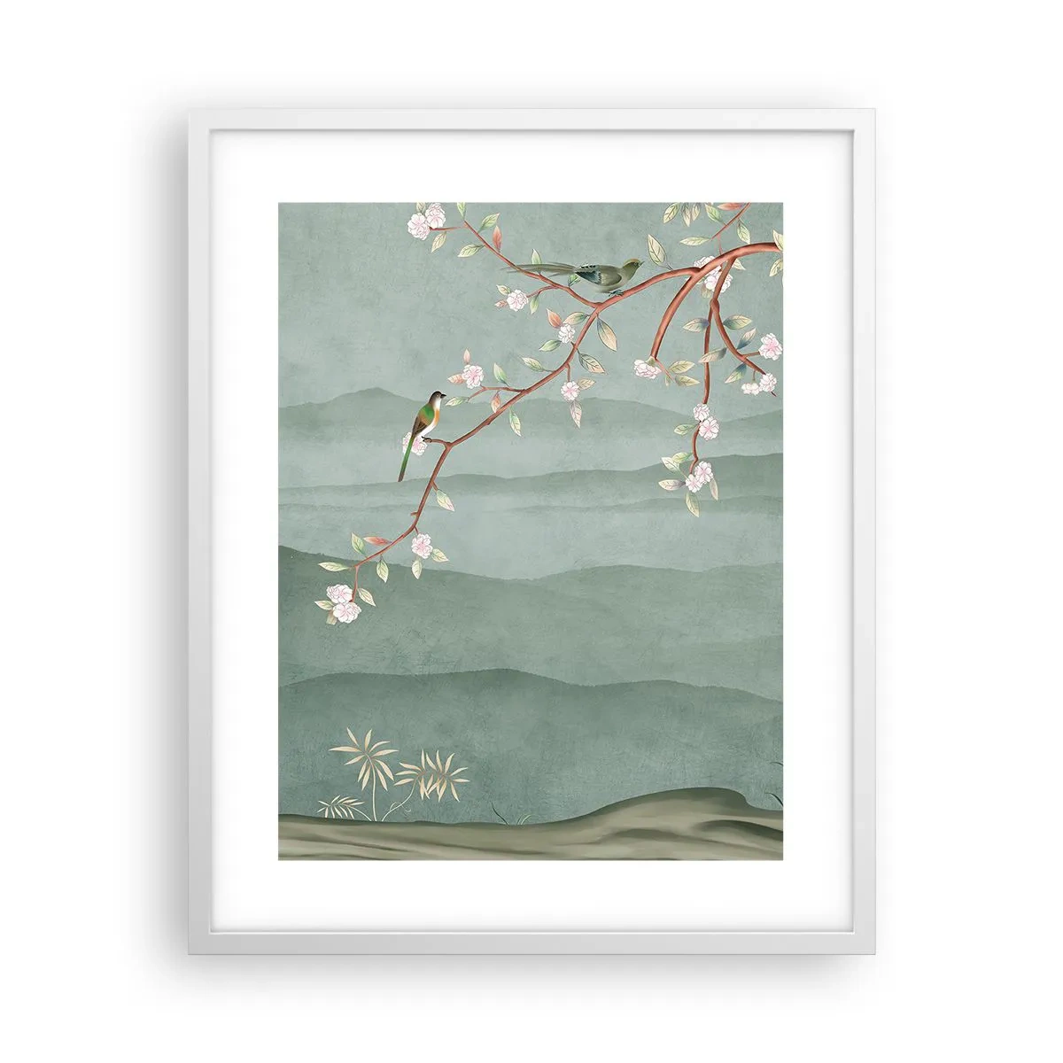 Affiche dans un cadre blanc - Poster - Printemps oh c'est toi - 40x50 cm