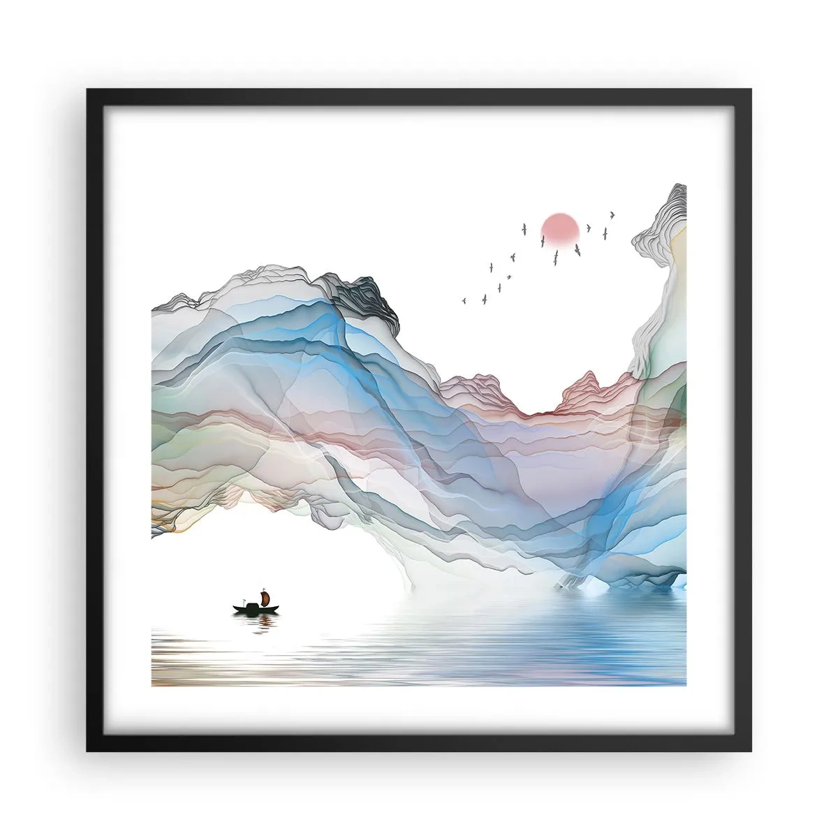 Affiche dans un cadre noir - Poster - Vers les montagnes de cristal - 50x50 cm
