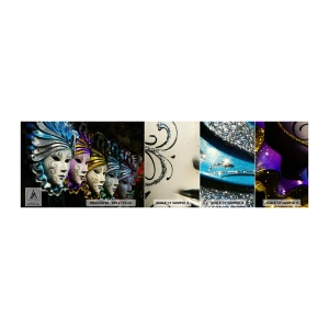 Échantillon de Papier Peint Autocollant Deluxe Sticker - Mystère en or et argent - Masque vénitien, Venise, Carnaval - 100x30 cm