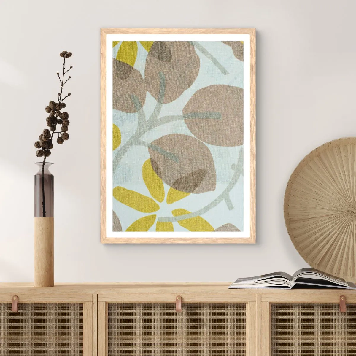 Affiche dans un chêne clair - Poster - Composition en plein soleil - 70x100 cm