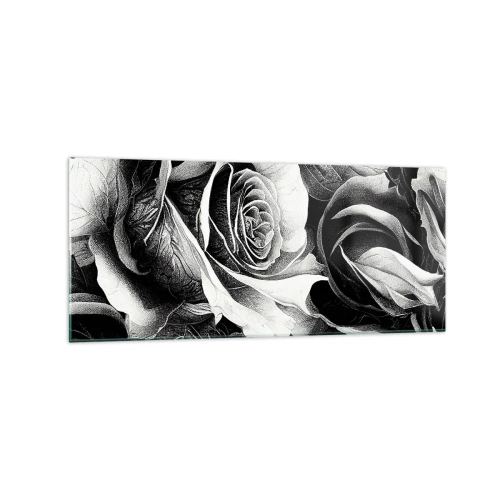 Impression sur verre - Image sur verre - Roses noires et blanches dans une composition élégante - 120x50cm - Toujours une reine - Décoration murale moderne pour le salon et la chambre ARTTOR