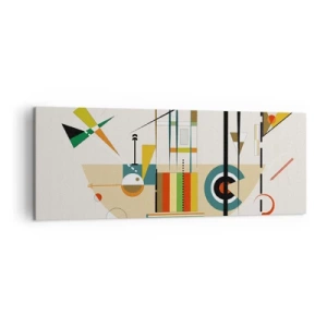 Impression sur toile - Image sur toile - Abstraction colorée avec des formes géométriques - 140x50cm - Et le monde s’amuse - Décoration murale moderne pour le salon et la chambre ARTTOR