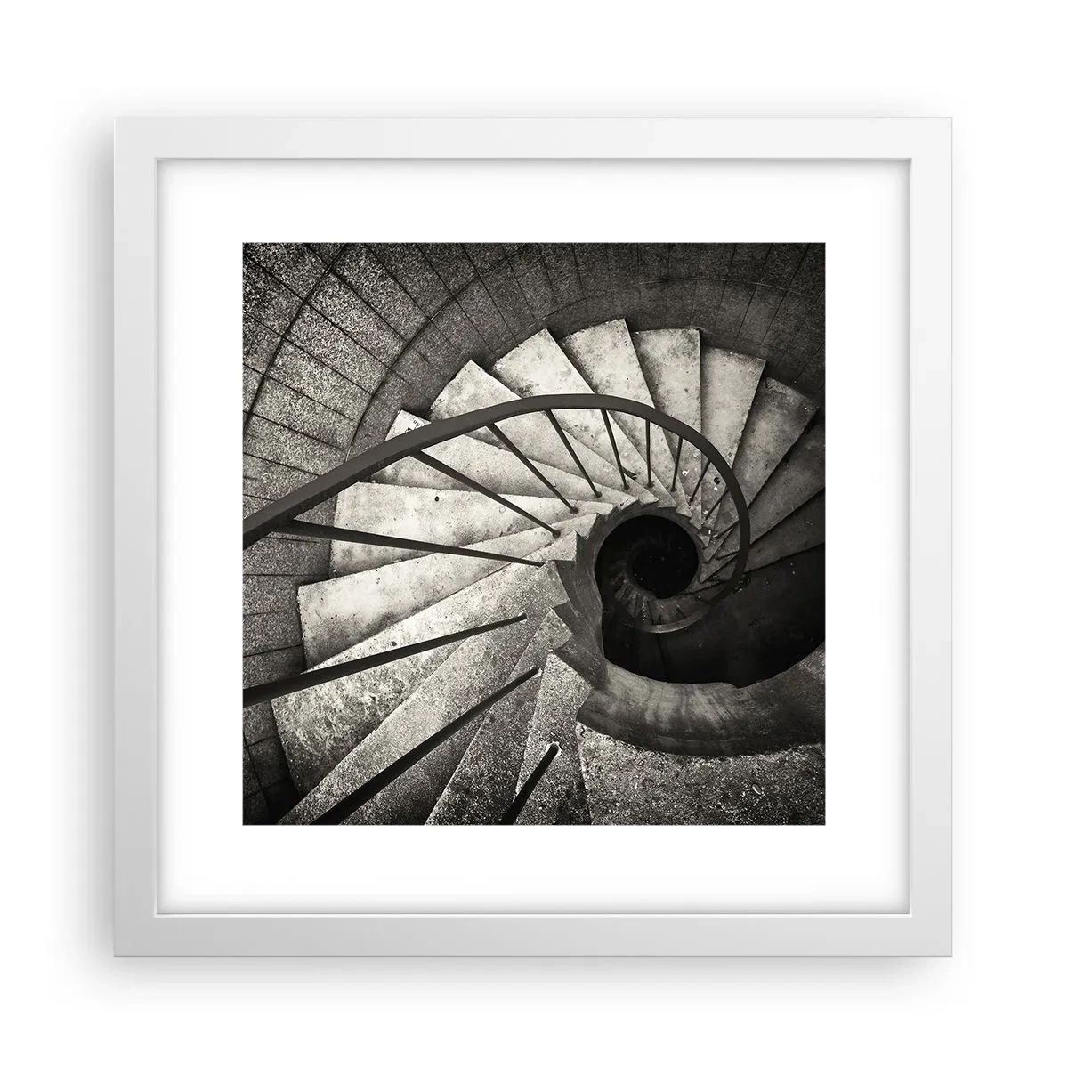 Affiche dans un cadre blanc - Poster - En haut des escaliers, en bas des escaliers - 30x30 cm