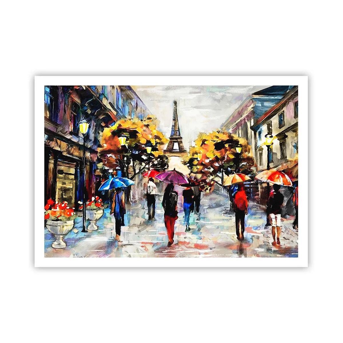 Affiche - Poster - Une promenade d'automne à Paris avec vue sur la Tour Eiffel - 100x70cm - Particulièrement beau en automne - Décoration murale moderne pour le salon et la chambre ARTTOR