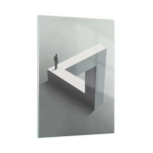 Impression sur verre - Image sur verre - Une figure sur une structure géométrique dans le style d'une illusion d'optique - 50x70cm - Mais c'est possible - Décoration murale moderne pour le salon et la chambre ARTTOR
