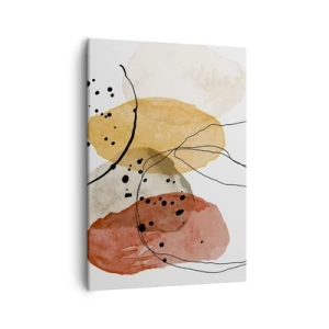 Impression sur toile - Image sur toile - Taches abstraites dans les tons beige, jaune et rouge - 50x70cm - Léger et transparent comme l'air - Décoration murale moderne pour le salon et la chambre ARTTOR