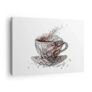 Impression sur toile - Image sur toile - Tasse à café décorative avec un motif artistique - 70x50cm - Du thé, bon pour tout - Décoration murale moderne pour le salon et la chambre ARTTOR