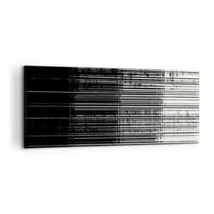 Impression sur toile - Image sur toile - Composition abstraite de lignes en noir et blanc contrastés - 120x50cm - Ondes et vibrations - Décoration murale moderne pour le salon et la chambre ARTTOR