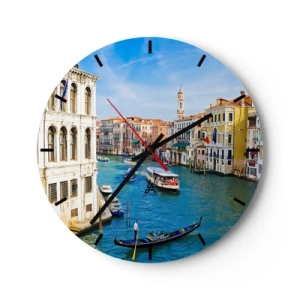 Horloge murale - Pendule murale - Vue pittoresque d'un canal de Venise avec des gondoles et des bâtiments - 30x30cm - Trafic de rue unique au monde - Décoration murale moderne pour le salon, la cuisine et la chambre ARTTOR
