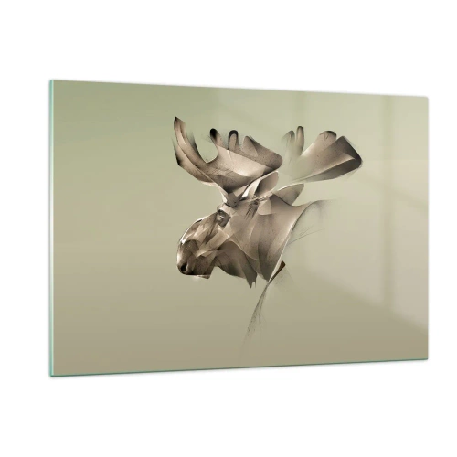 Impression sur verre - Image sur verre - Une image moderne d'un élan sur fond vert - 120x80cm - La douce force de la paix - Décoration murale moderne pour le salon et la chambre ARTTOR