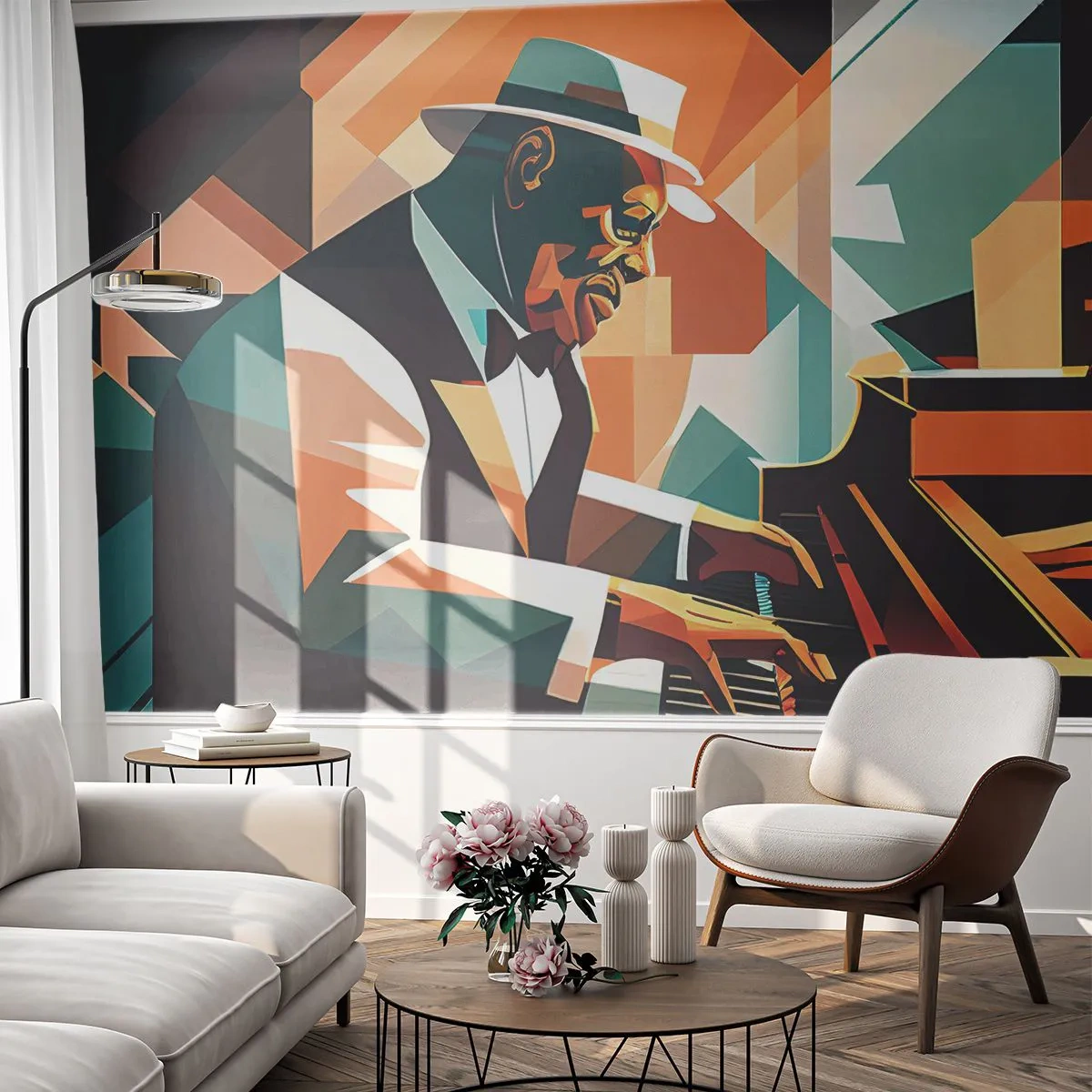 Papier Peint Autocollant Deluxe Sticker - C’est tout le jazz - Piano, Piano, Cubisme - 100x70 cm