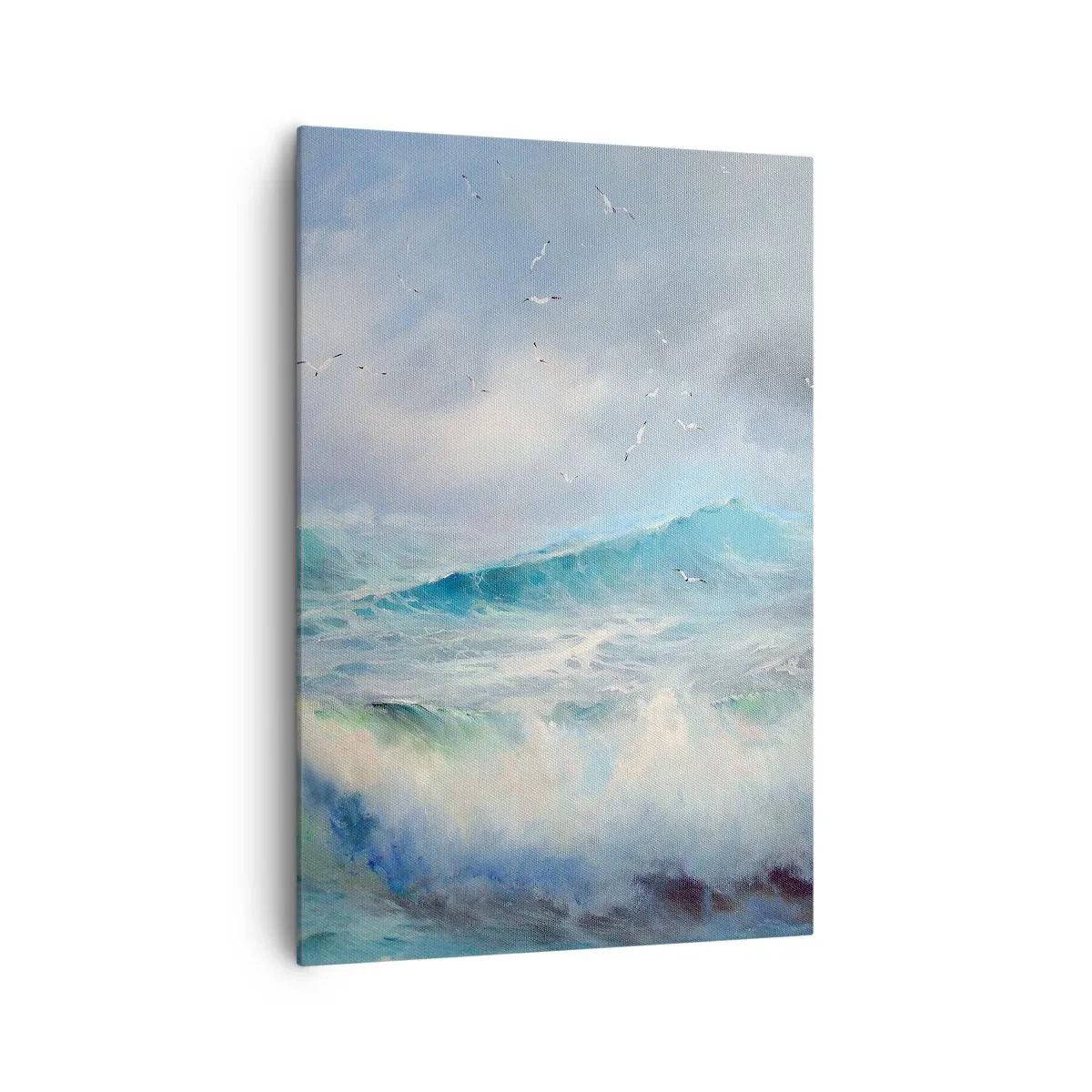 Impression sur toile - Image sur toile - De grosses vagues sur l'océan - 70x100cm - "Le tourbillon hurlait de triomphe..." - Décoration murale moderne pour le salon et la chambre ARTTOR