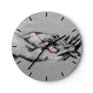 Horloge murale - Pendule murale - Mains symboliques dans des tons de gris capturées dans un style artistique - 30x30cm - Début... - Décoration murale moderne pour le salon, la cuisine et la chambre ARTTOR