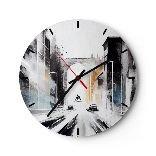 Horloge murale - Pendule murale - Étude de ville : architecture et mouvement - 40x40 cm