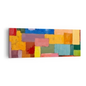 Impression sur toile - Image sur toile - Rectangles abstraits colorés dans différentes nuances - 140x50cm - Chacun est différent, tout est coloré - Décoration murale moderne pour le salon et la chambre ARTTOR