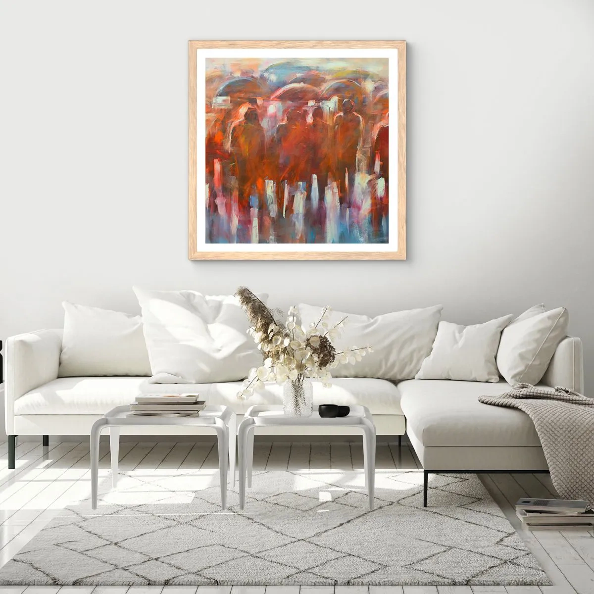 Affiche dans un chêne clair - Poster - Identiques sous la pluie et dans le brouillard - 40x40 cm