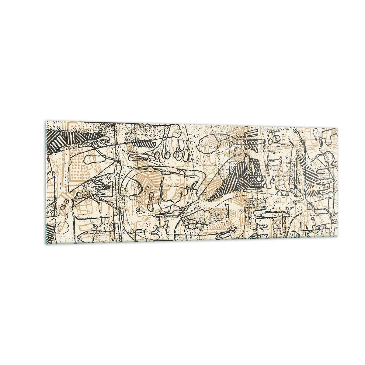 Impression sur verre - Image sur verre - Motifs abstraits et lignes sur fond beige - 140x50cm - Il attend d'être décodé - Décoration murale moderne pour le salon et la chambre ARTTOR