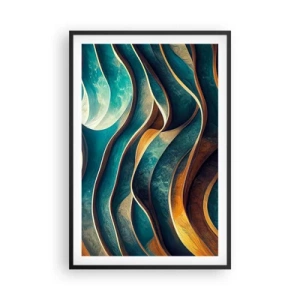 Affiche dans un cadre noir - Poster - Méandres de bleu - 61x91 cm
