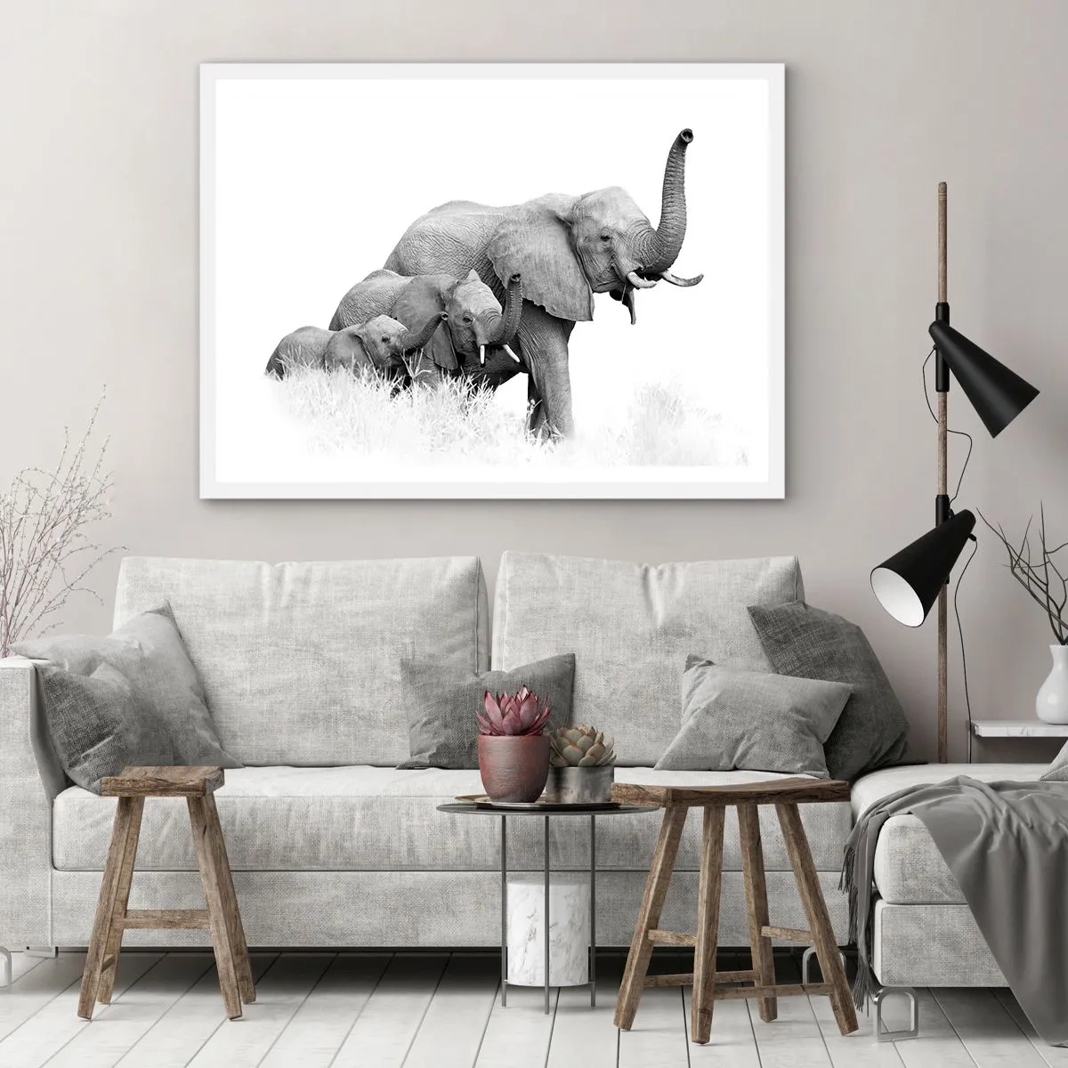 Affiche dans un cadre blanc - Poster - Un, deux, trois - 50x40 cm