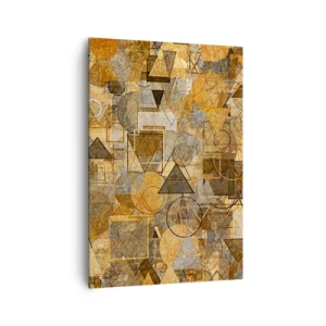 Impression sur toile - Image sur toile - Motifs géométriques abstraits dans des tons dorés - 70x100cm - Le monde en forme - Décoration murale moderne pour le salon et la chambre ARTTOR
