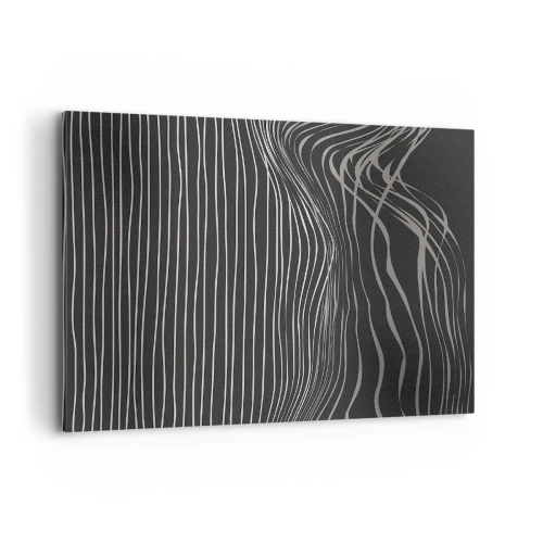 Impression sur toile - Image sur toile - Lignes blanches sur fond gris foncé dans un arrangement abstrait - 100x70cm - Rythme et accent - Décoration murale moderne pour le salon et la chambre ARTTOR