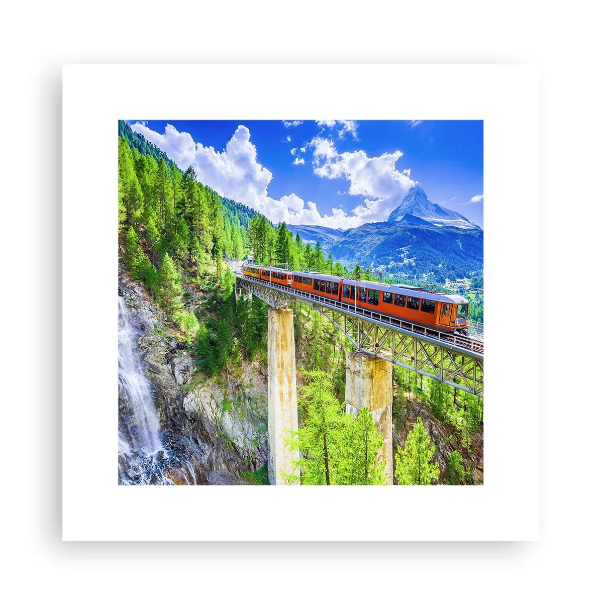 Affiche - Poster - Train dans les Alpes - 30x30 cm