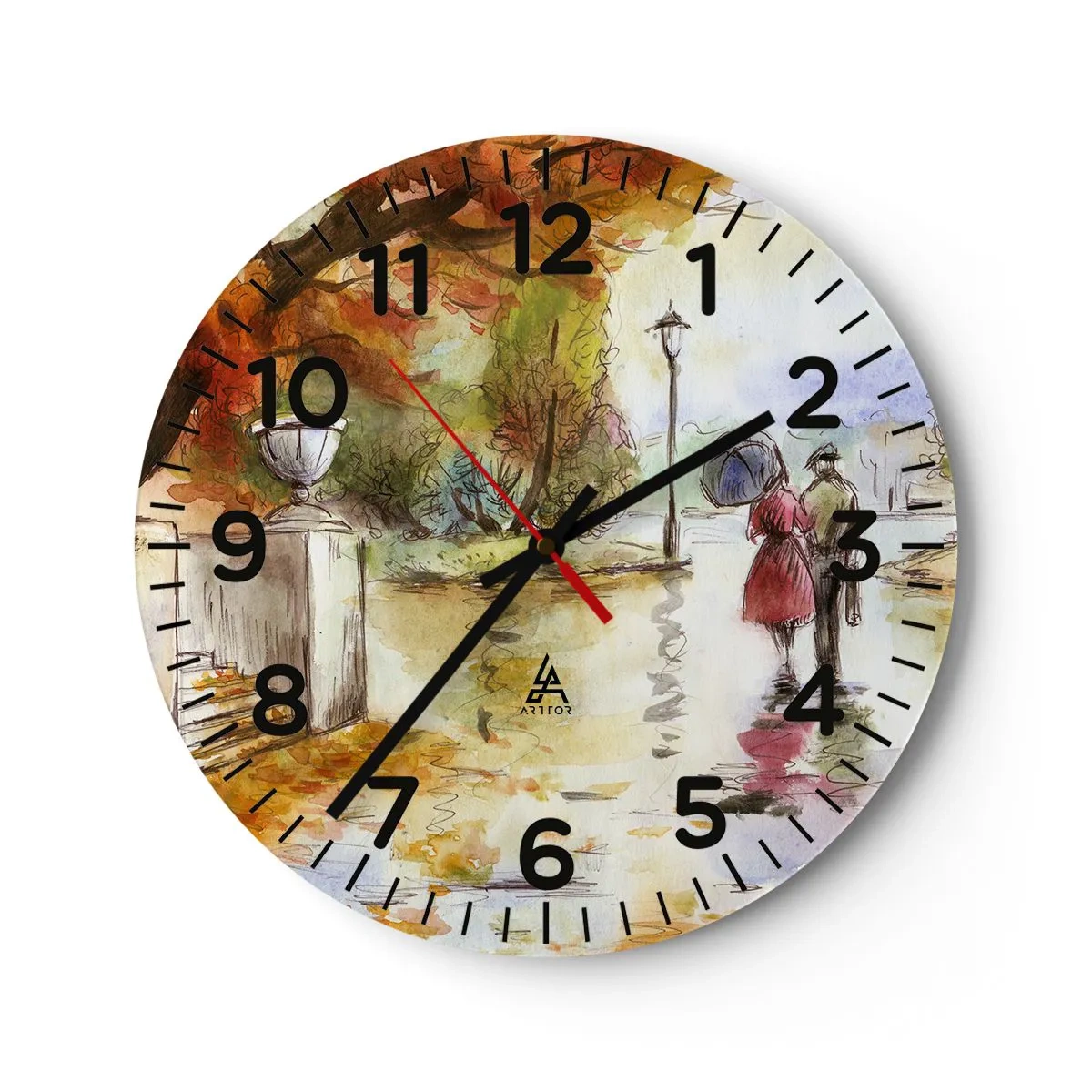 Horloge murale - Pendule murale - Automne romantique dans le parc - 30x30 cm