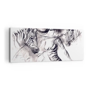 Impression sur toile - Image sur toile - Danse avec les zèbres - 100x40 cm