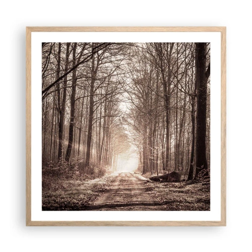 Affiche dans un chêne clair - Poster - Cathédrale de la forêt - 60x60 cm