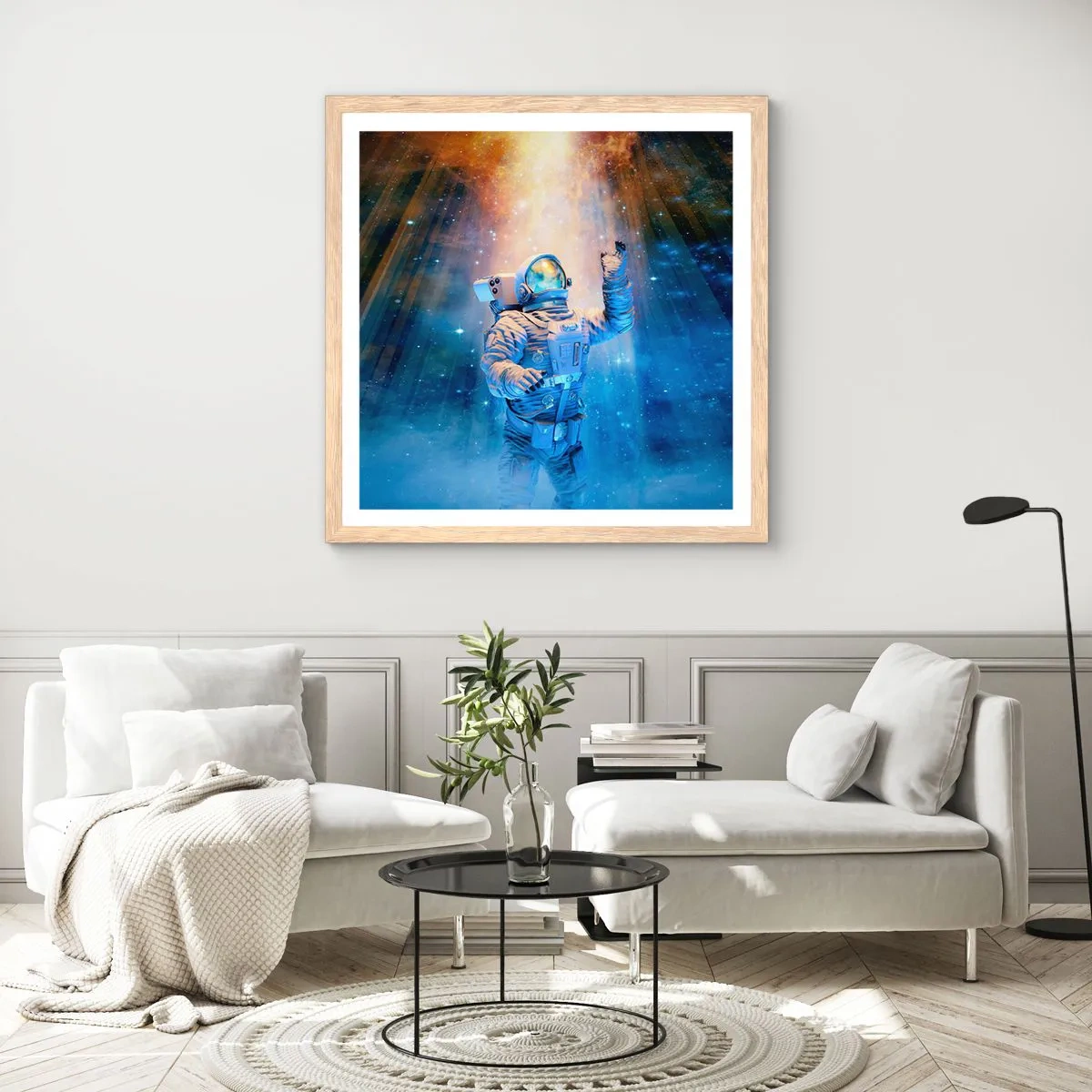 Affiche dans un chêne clair - Poster - Enfin arrivé - 40x40 cm