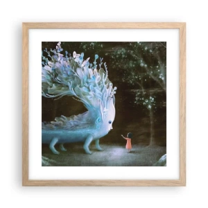 Affiche dans un chêne clair - Poster - Une rencontre fantastique - 40x40 cm