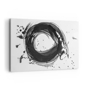Impression sur toile - Image sur toile - Abstraction noire en forme de cercle sur fond blanc - 100x70cm - Le tourbillon de la création - Décoration murale moderne pour le salon et la chambre ARTTOR
