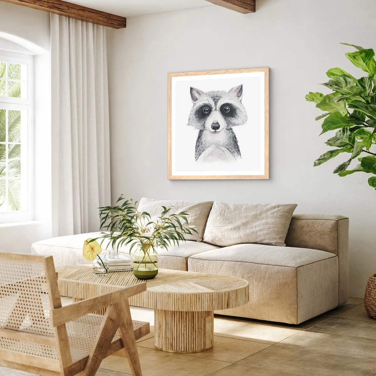 Affiche dans un chêne clair - Poster - Un moment pour s'émouvoir - 60x60 cm