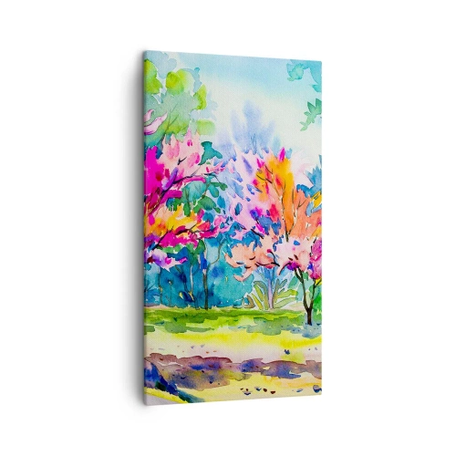 Impression sur toile - Image sur toile - Jardin arc-en-ciel à la lumière du printemps - 45x80 cm