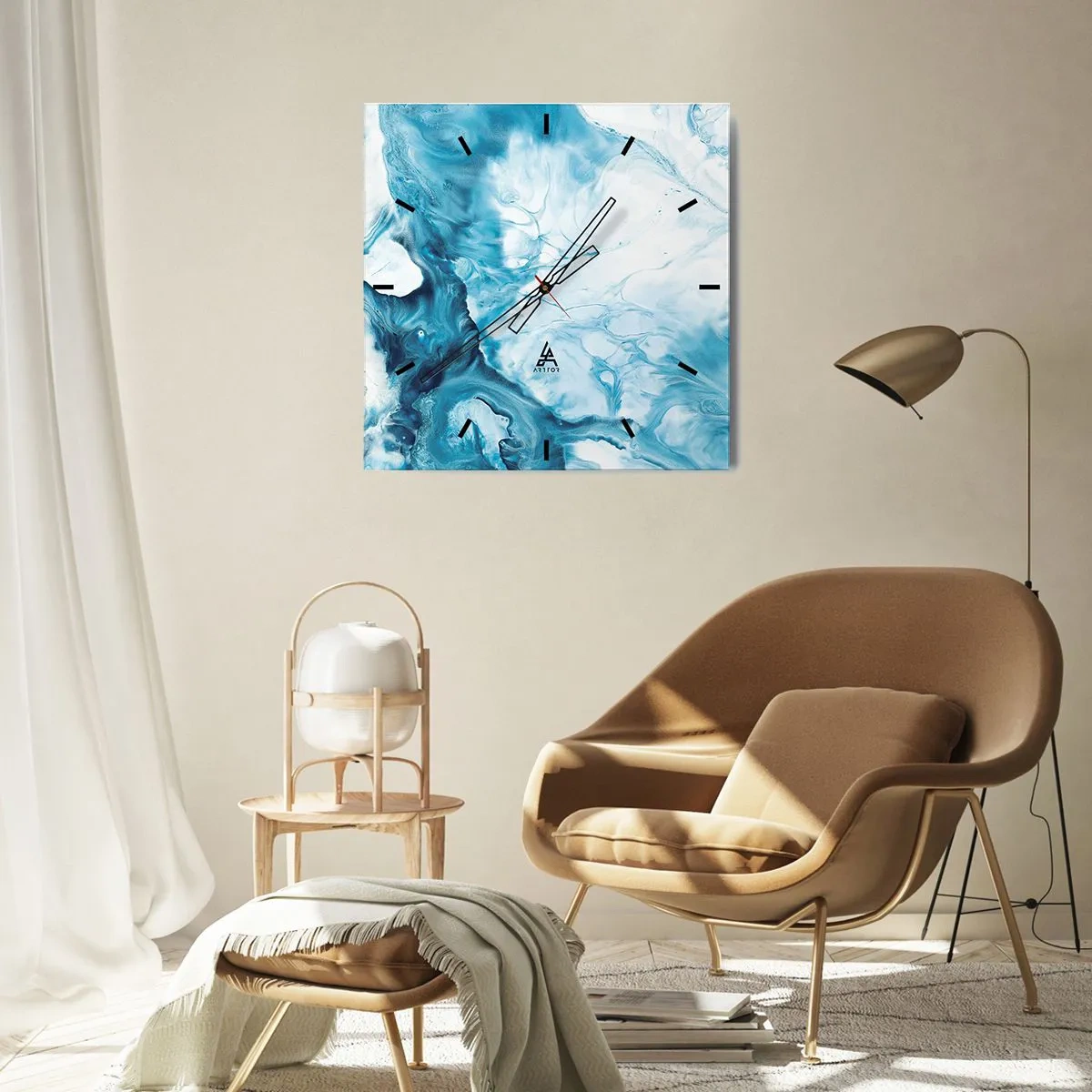 Horloge murale - Pendule murale - Concert de bleu - 30x30 cm