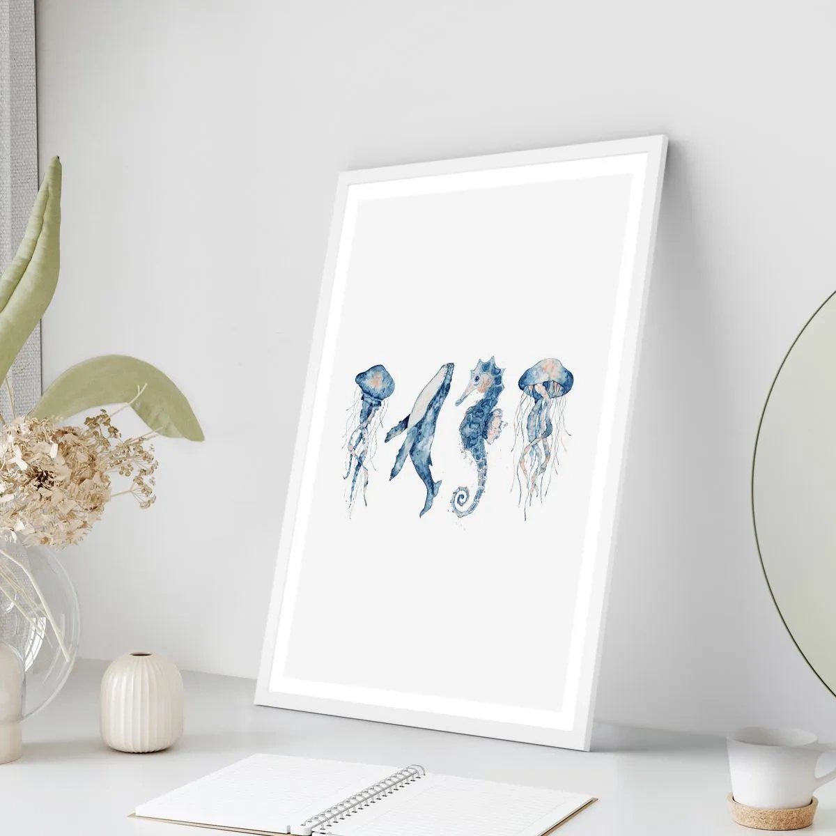 Affiche dans un cadre blanc - Poster - Merveilles de la mer - 30x40 cm