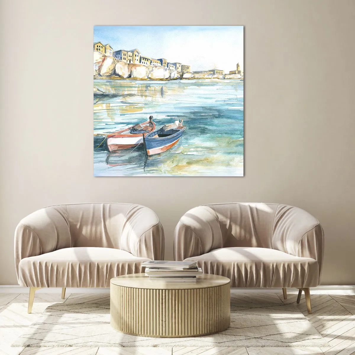 Impression sur verre - Image sur verre - Paysage dans l'azur - 70x70 cm