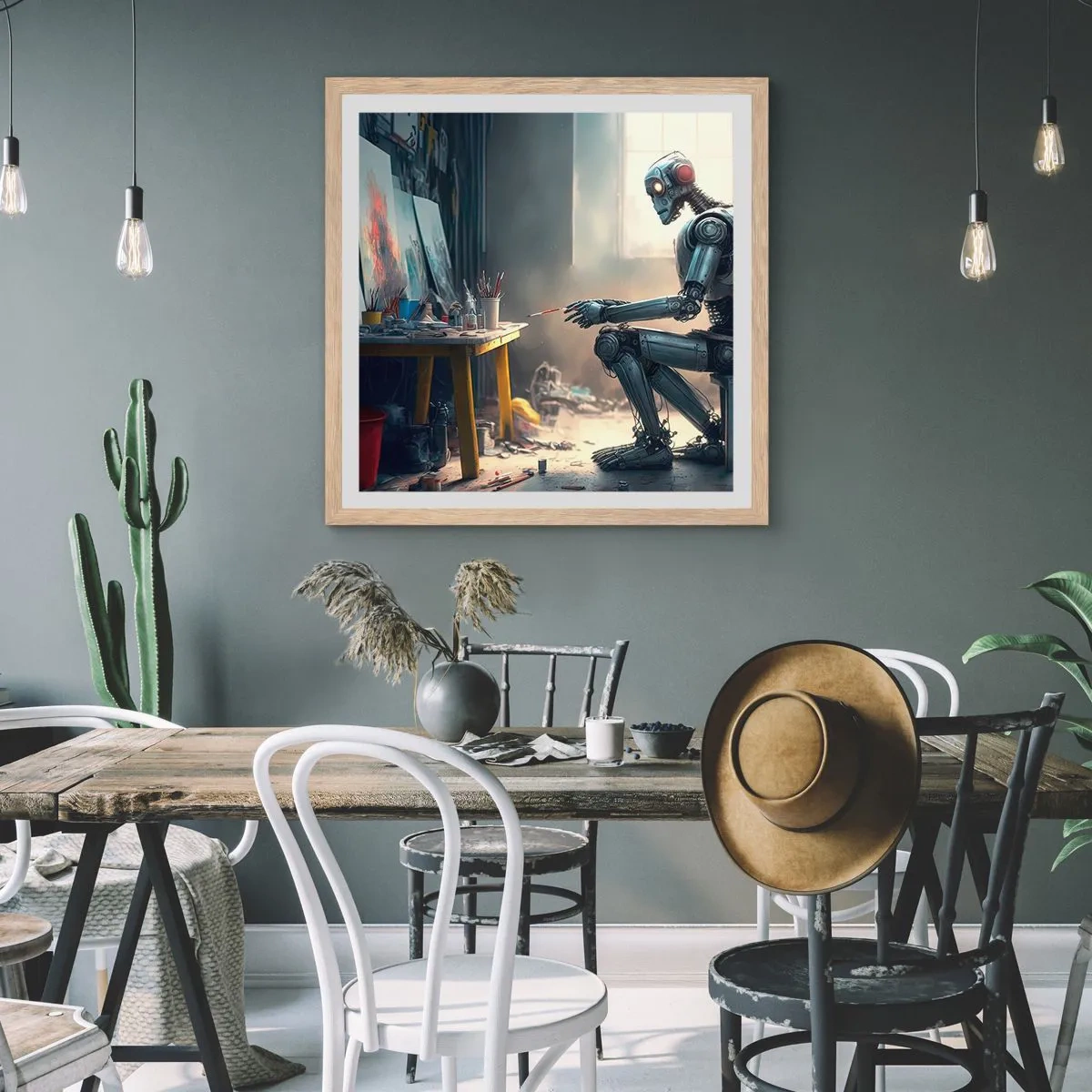 Affiche dans un chêne clair - Poster - L'acte de création - 50x50 cm