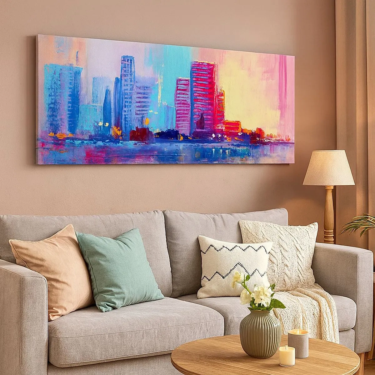 Impression sur toile - Image sur toile - Baigné de couleurs - 100x40 cm