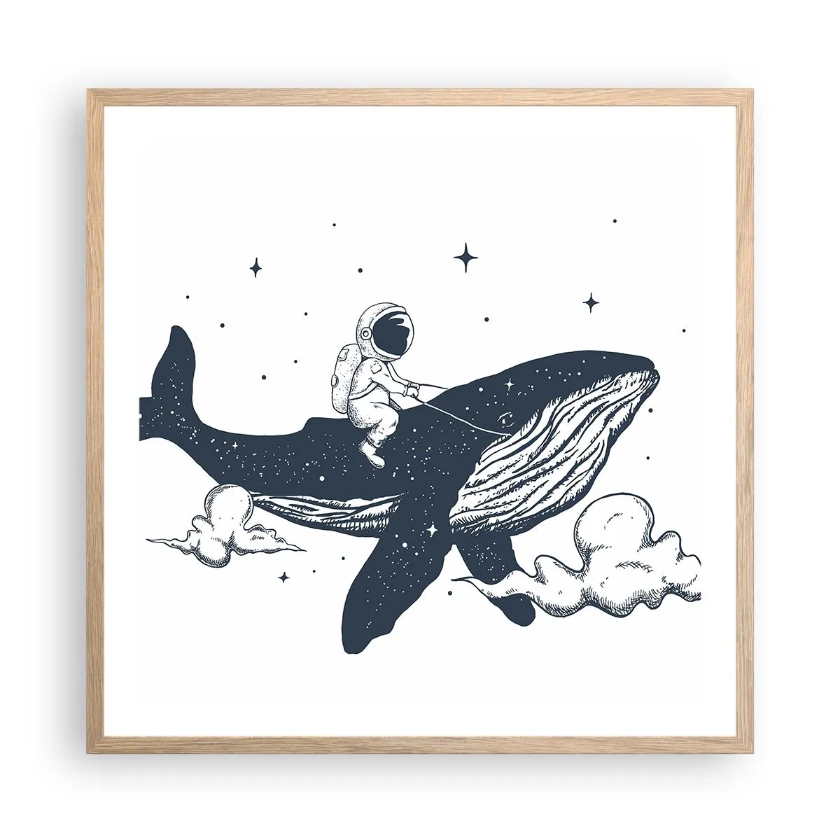 Affiche dans un chêne clair - Poster - Aventure spatiale - 60x60 cm