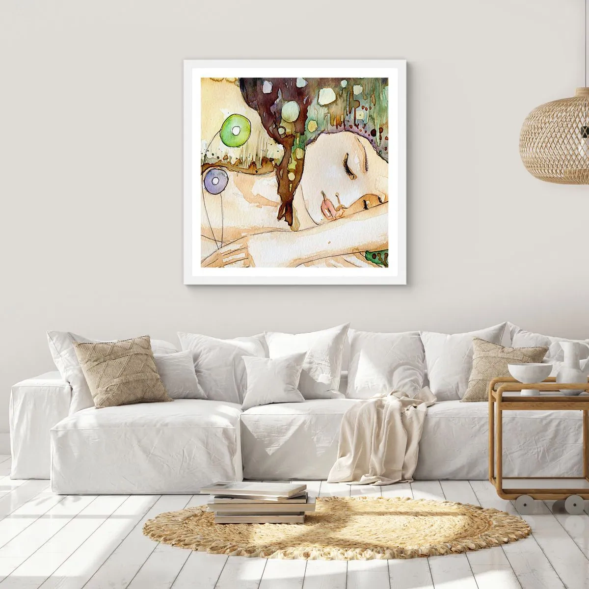 Affiche dans un cadre blanc - Poster - Un rêve violet émeraude - 50x50 cm